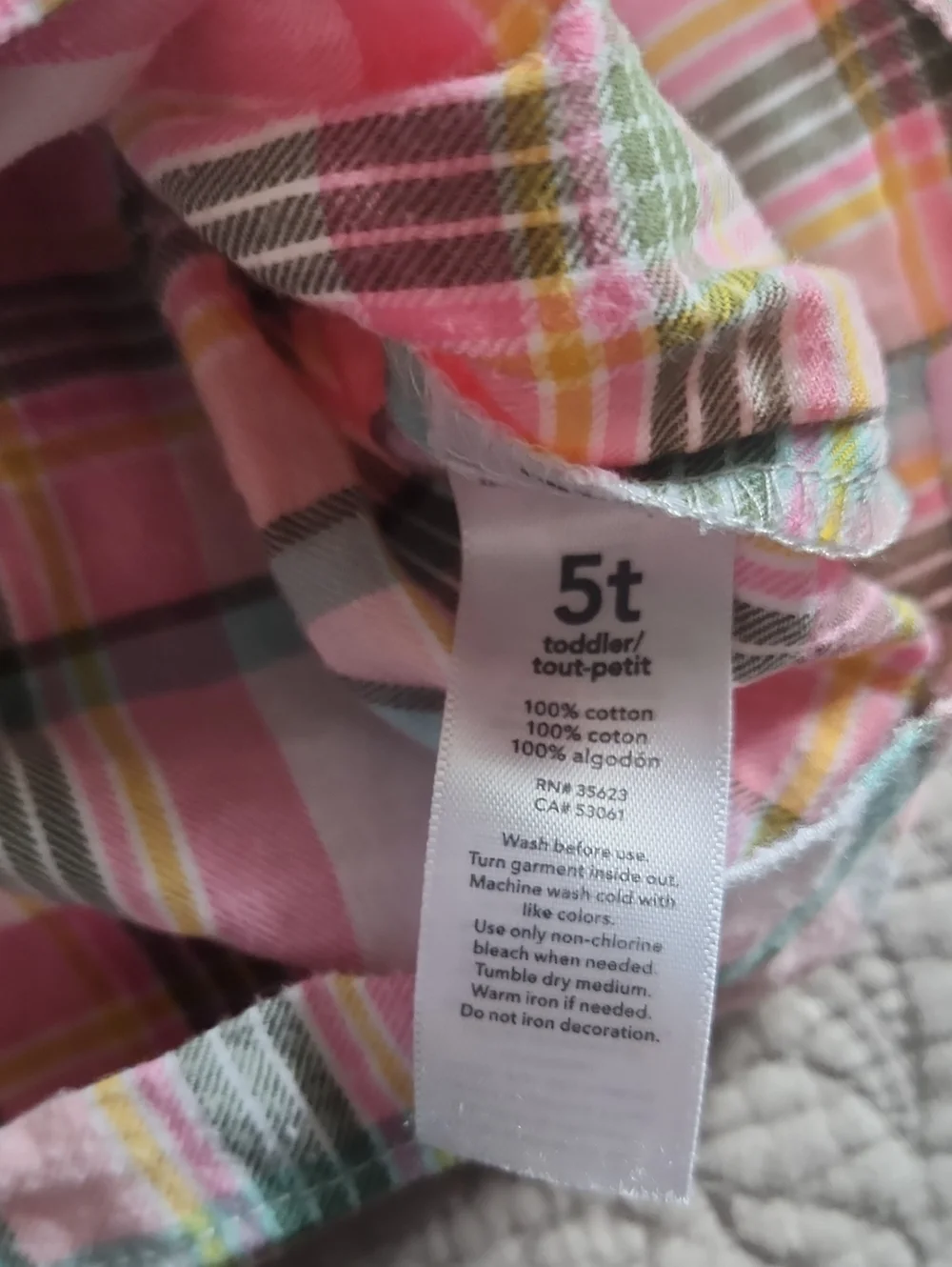 5T Carter's Girls' Plaid Long-Sleeve Flannel Tops - Pink & Blue
